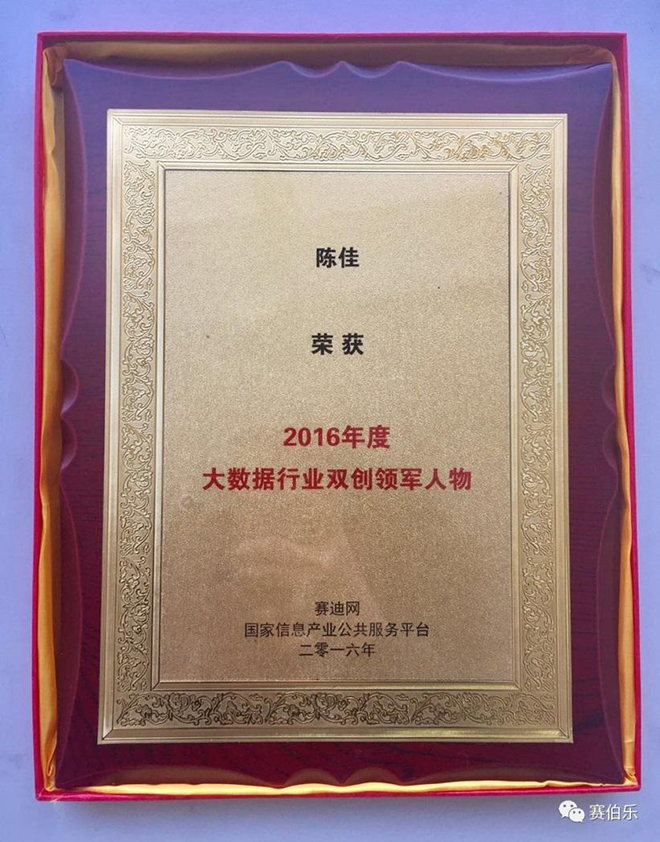 陳佳榮膺2016年度大數(shù)據(jù)行業(yè)雙創(chuàng)領(lǐng)軍人物獎(jiǎng)